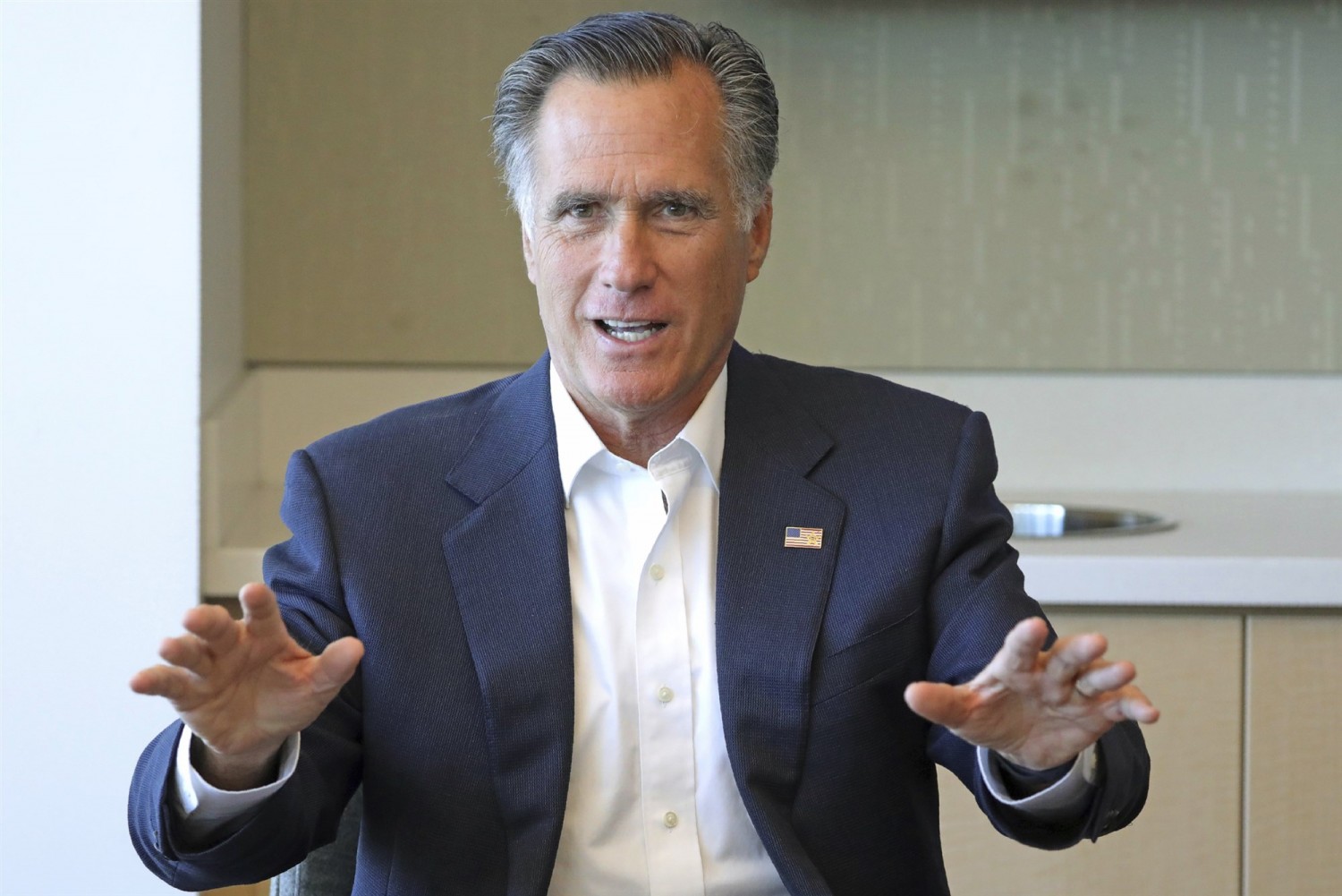 Sen. Mitt Romney, R-Utah, speaks during a roundtable discussion on Oct. 10, 2019, in Salt Lake City.Rick Bowmer / AP file