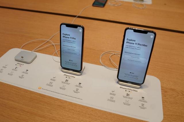 Apple iPhone 11&#39;s are pictured inside of the Apple Store on Fifth Ave in the Manhattan borough of New York