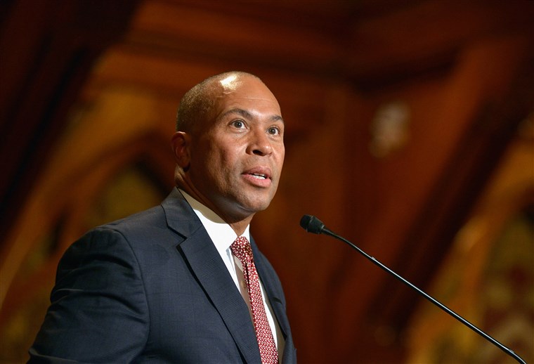 Gov. Deval Patrick attends the W.E.B. Du Bois Medal Ceremony at Harvard on Sept. 30, 2014 in Cambridge, Mass.Paul Marotta / Getty Images file