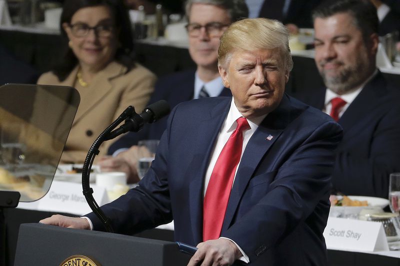 President Trump pictured addressing the Economic Club of New York in Manhattan last week. (Seth Wenig/AP)