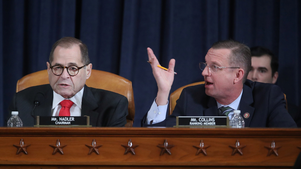 FILE PHOTO: GOP House Judiciary Committee ranking member Doug Collins (R-GA) and committee Chair Jerrold Nadler (D-NY) debate during a hearing. ©  Reuters / Jonathan Ernst