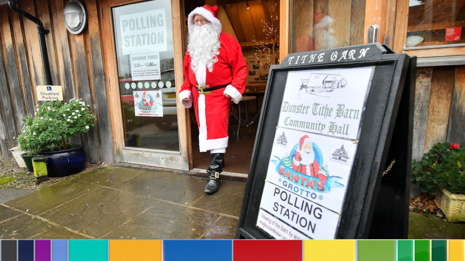 A man dressed as Father Christmas headed to vote in Somerset