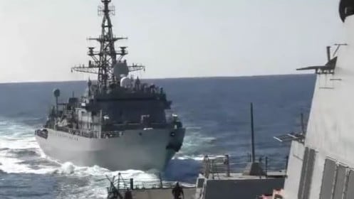 The USS Farragut was in the North Arabian Sea 'conducting routine operations' yesterday when they were approached by a Russian warship. Picture: U.S. Naval Forces Central Command/5th Fleet.Source:The Sun