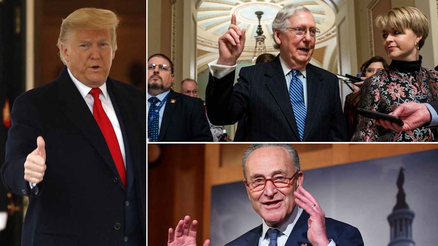 President Trump was acquitted on both articles of impeachment by the Republican-led Senate Wednesday, marking the end of the third presidential impeachment trial in U.S. history. Photo: Gripas Yuri/ZUMA, Jim Lo Scalzo/Shutterstock, Mand