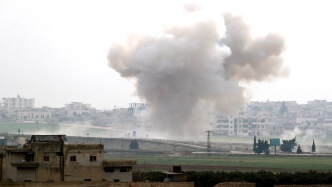 REUTERS // A new air strike was reported in the flashpoint town of Saraqeb on Friday