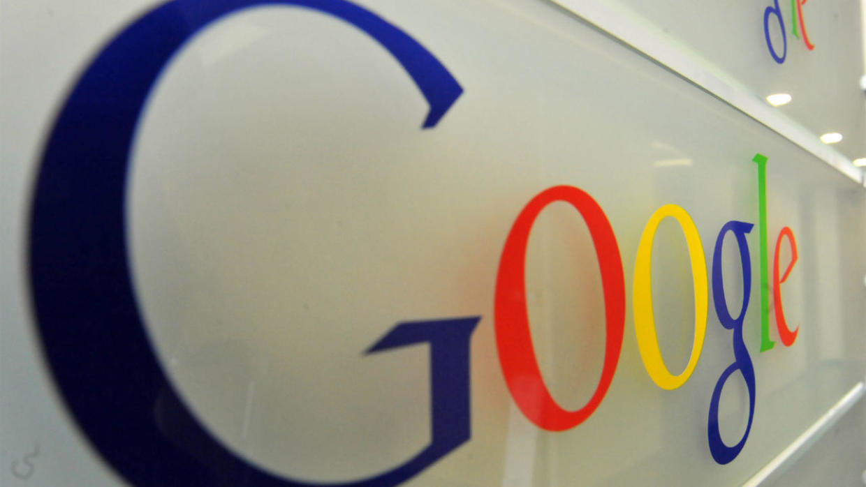 Le logo de Google dans les bureaux du géant américain à Bruxelles. Georges Gobet, AFP