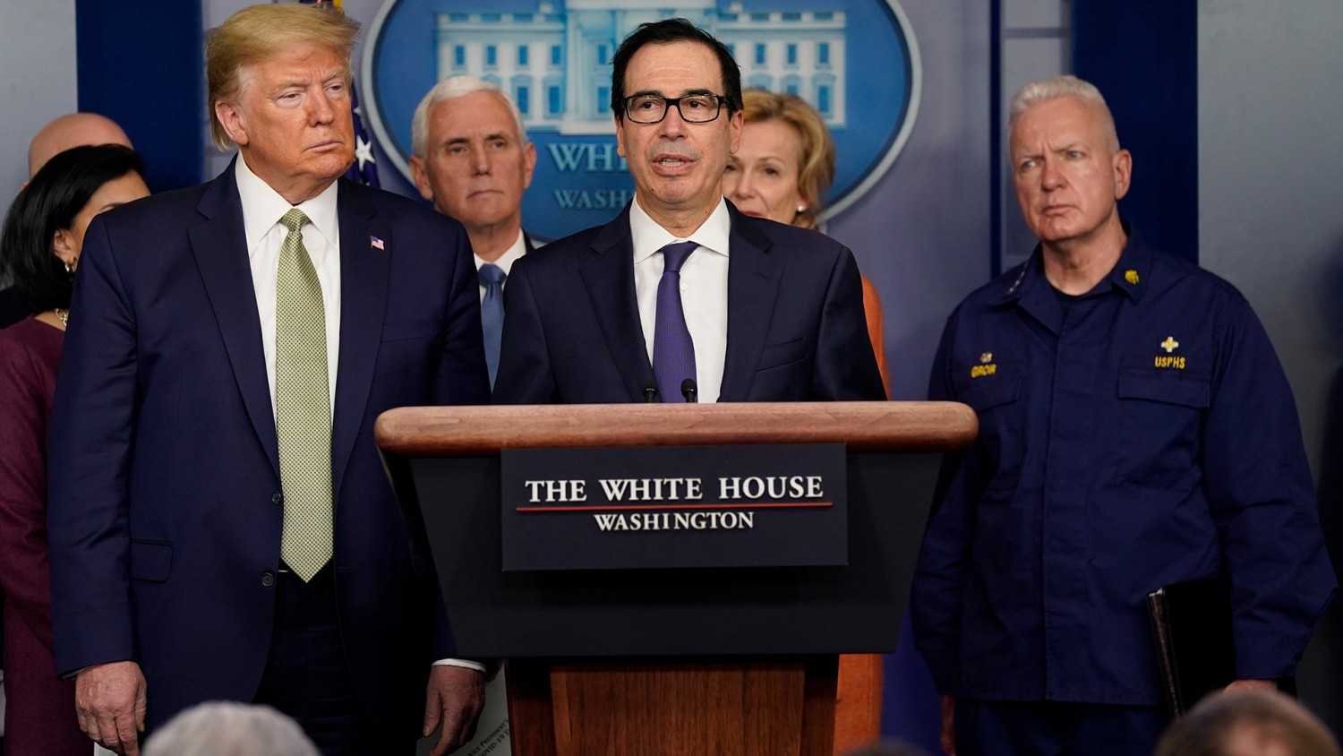 Treasury Secretary Steven Mnuchin said Tuesday that the Trump administration supports a plan to send checks to Americans, likely within the next two weeks, to mitigate household and business interruptions caused by the spread of the new coronavirus. Photo