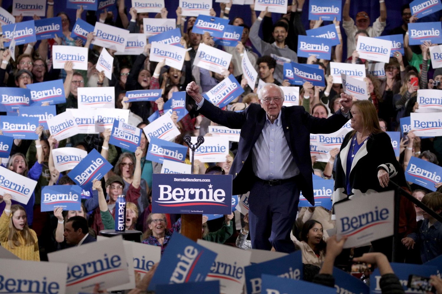 Bernie Sanders greets supporters at a Super Tuesday event in Vermont on March 3, 2020. Alex Wong/Getty Images