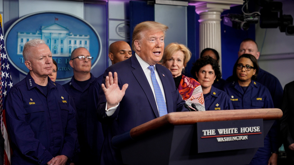 Donald Trump speaks during a briefing on the administration's response to the coronavirus in Washington. ©  REUTERS/Joshua Roberts