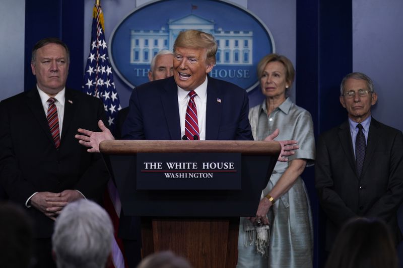 President Trump speaks during a coronavirus task force briefing at the White House on Friday.(Evan Vucci/AP)