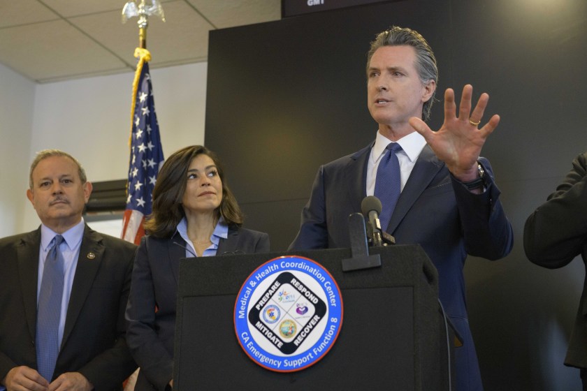 Gov. Gavin Newsom, pictured Feb. 27, asked neighborhood bars and pubs on Sunday to close their doors.(Randall Benton / Associated Press)