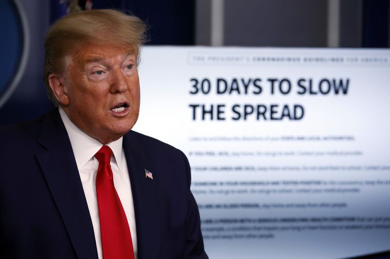 President Trump speaks about the coronavirus in the James Brady Press Briefing Room of the White House on Tuesday. President Trump speaks about the coronavirus in the James Brady Press Briefing Room of the White House on Tuesday.(Alex Brandon/A