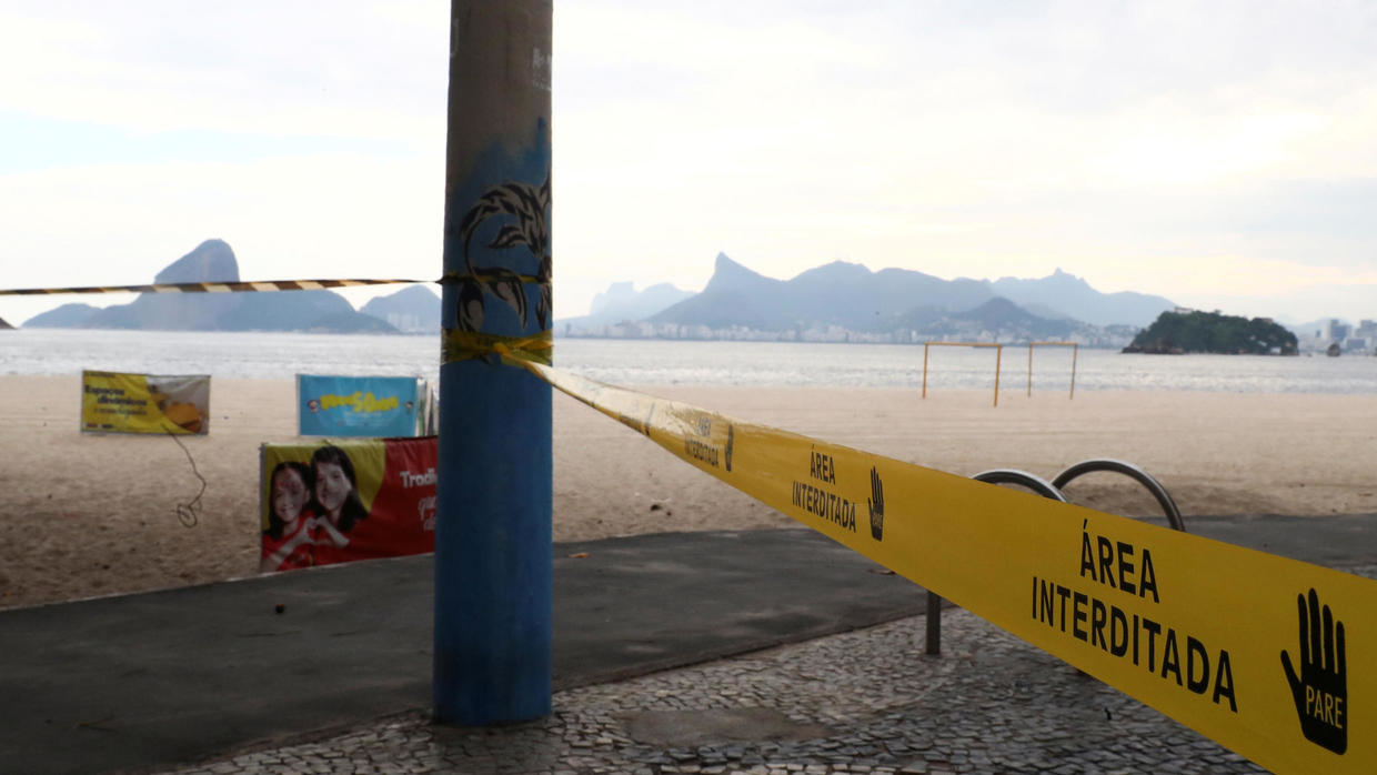 The Icarai beach in Brazil's Rio de Janeiro state has been closed to the public due to the coronavirus outbreak. © Pilar Olivares, REUTERS