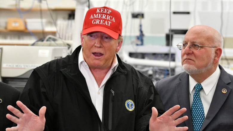 U.S. President Donald Trump, seen here wearing a campaign cap during a meeting to discuss the pandemic at the Centers for Disease Control in Atlanta earlier this month, is seeing the best polling numbers of his presidency. (Hyosub Shin/Atlanta 