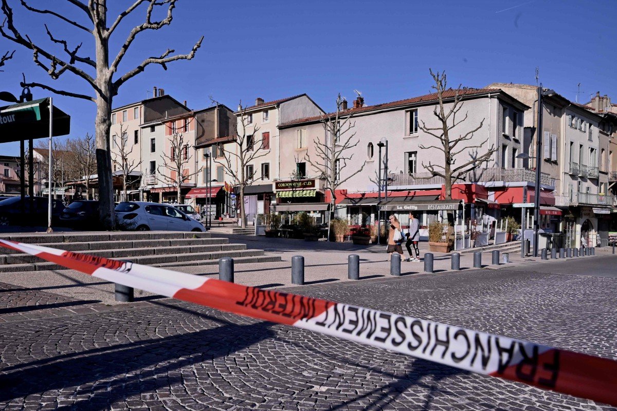 The city centre of Romans-sur-Isere, after a man attacked several people with a knife. Photo: AFP