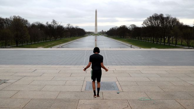 Man skipping on National Mall in DC / GETTY IMAGES / What will 'normal' look like?