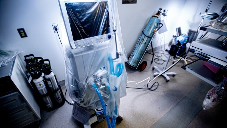 This ventilator at Humber River Hospital is one of about 1,300 across Ontario. Companies are being asked to switch gears and help manufacture the equipment. (Craig Chivers/CBC)