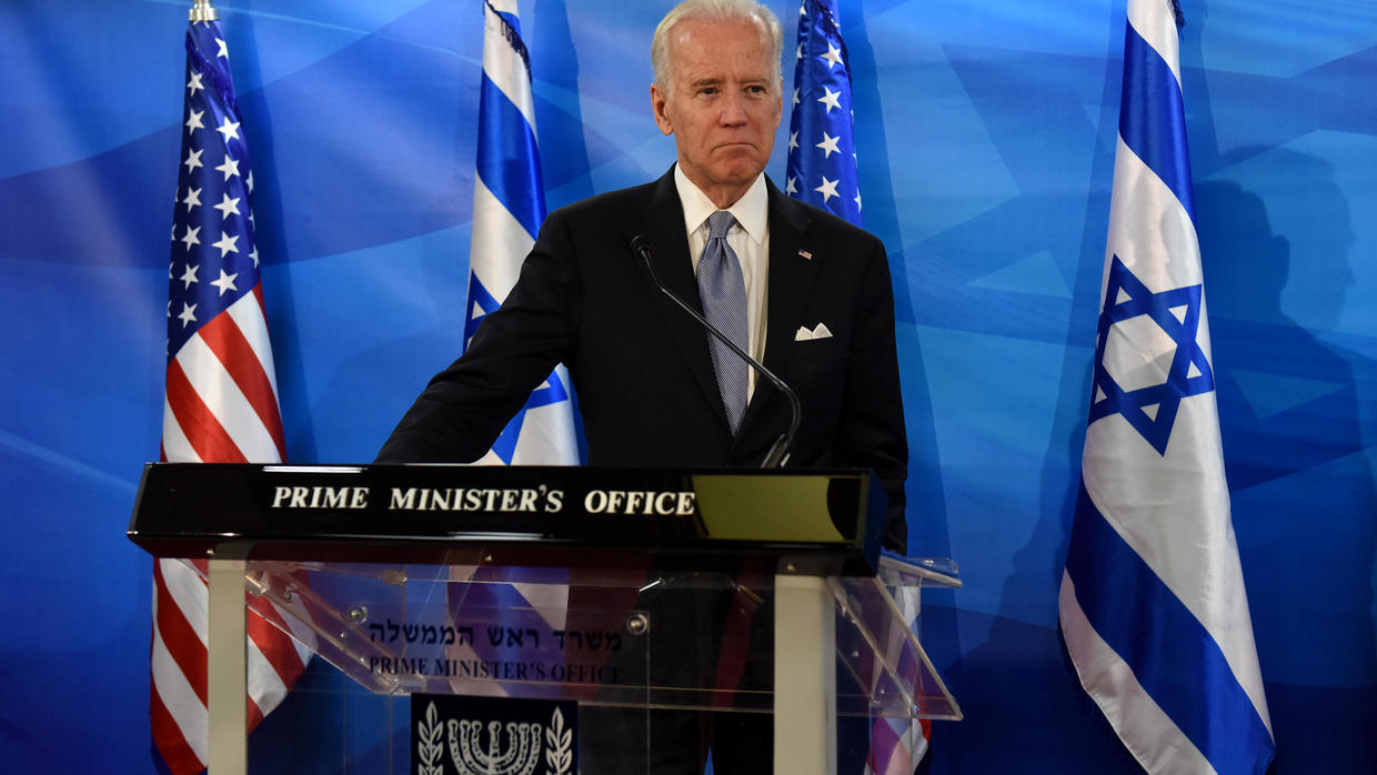 Democratic presidential hopeful Joe Biden -- seen here in Jerusalem in 2016 -- said if elected, his administration would continue to work for a two-state solution in the Middle East -- but that he would leave the US embassy in Jerusalem. © Debbie Hill, P