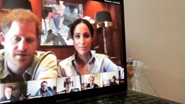Meghan and Harry called into a Zoom meetingSource:Twitter