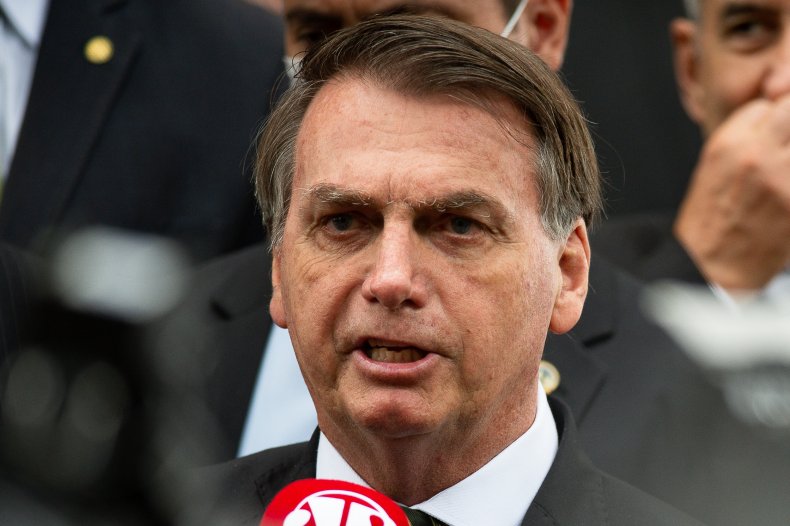 President Jair Bolsonaro talks to the press after a meeting at the Supreme Court on May 07, 2020 in Brasilia, Brazil. ANDRESSA ANHOLETE/GETTY IMAGES/GETTY