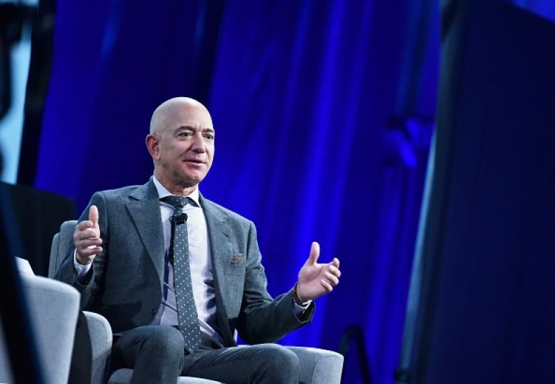 Jeff Bezos speaks at the 70th International Astronautical Congress In Washington, D.C. on October 22, 2019. MANDEL NGAN/AFP