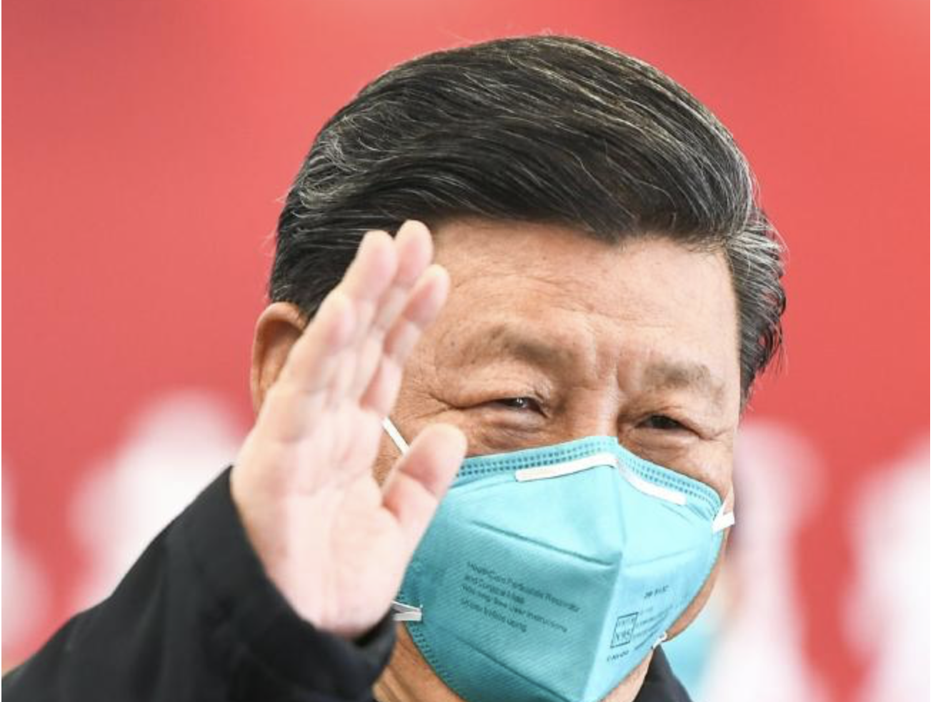 President Xi Jinping waves to a coronavirus patient and medical staff via a video link at the Huoshenshan hospital in Wuhan on March 10. Picture: Xie Huanchi/XINHUA/AFPSource:AFP