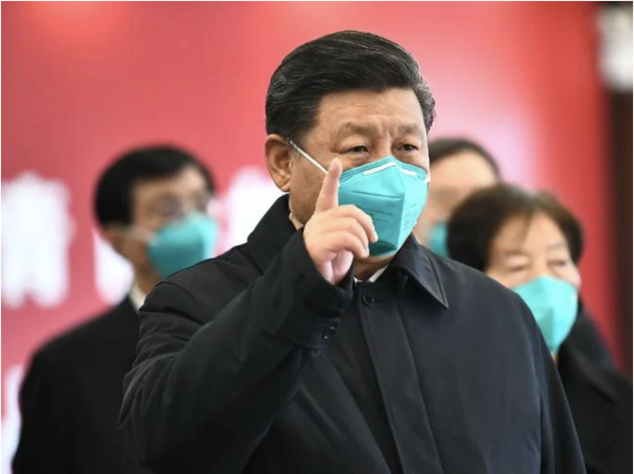  Xi Jinping wearing a mask as he speaks to a virus patient in Wuhan via video link. Picture: XINHUA / AFP.Source:AFP