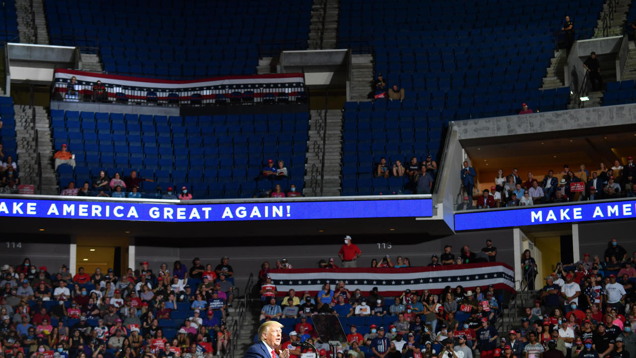 President Donald Trump's June 20, 2020 reelection campaign rally in Tulsa, Oklahoma, drew less-than-expected crowds. © Nicholas Kamm, AFP