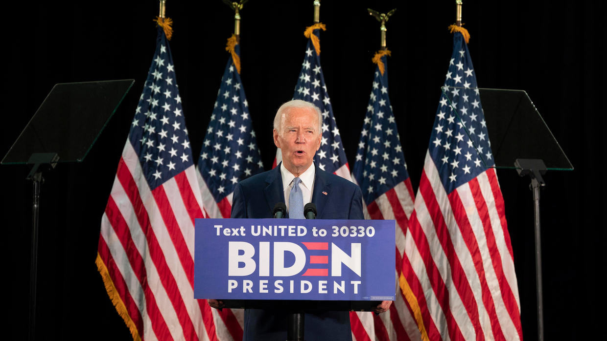 Former US Vice President Joe Biden speaks at Delaware State University’s student center in Dover, Delaware, on June 5, 2020. © Jim Watson, AFP