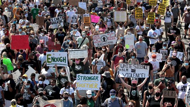 People march in support of Jacob Blake and his family to the Kenosha County Courthouse on August 29, 2020 in Kenosha, Wisconsin. Picture: Scott Olson/Getty Images/AFPSource:AFP