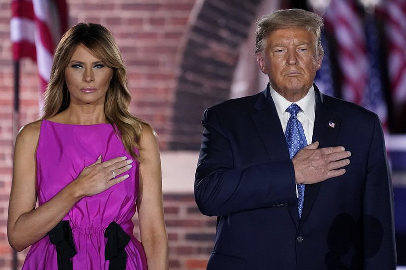 President Donald Trump and first lady Melania Trump attend Mike Pence’s acceptance speech for the vice presidential nomination during the Republican National Convention at Fort McHenry National Monument in Baltimore. | Drew Angerer/Getty Images