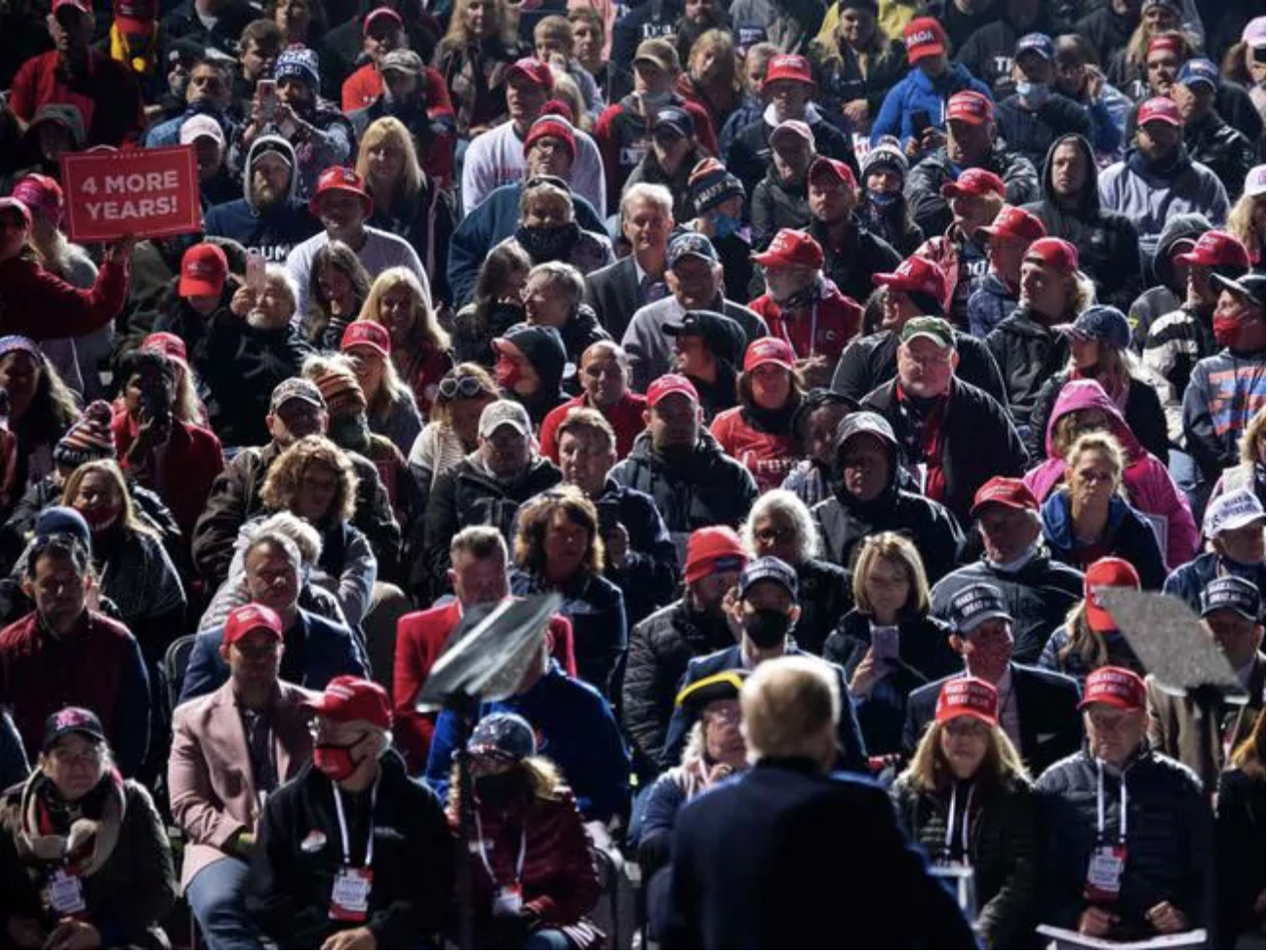 Mr Trump held a rally this week in Johnstown, Pennsylvania with little social distancing in place. Picture: SAUL LOEB / AFP. Mr Trump held a rally this week in Johnstown, Pennsylvania with little social distancing in place. Picture: SAUL LOEB / AFP.Source:AFP