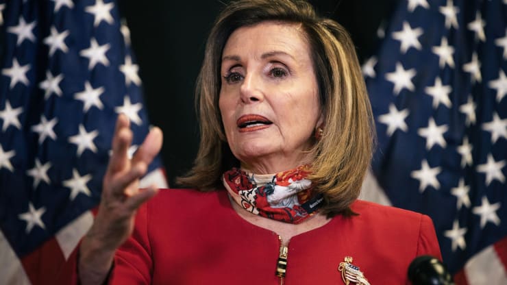U.S. House Speaker Nancy Pelosi, a Democrat from California, speaks during a news conference at the Democratic Congressional Campaign Committee headquarters in Washington, D.C., U.S., on Tuesday, Nov. 3, 2020. Alyssa Schukar | Bloomberg | Getty Images