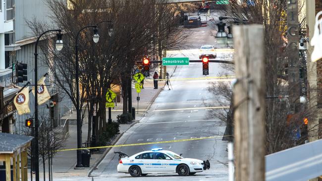 Police close off an area damaged by an explosion on Christmas morning in Nashville. Picture: Terry Wyatt/Getty Images/AFPSource:AFP