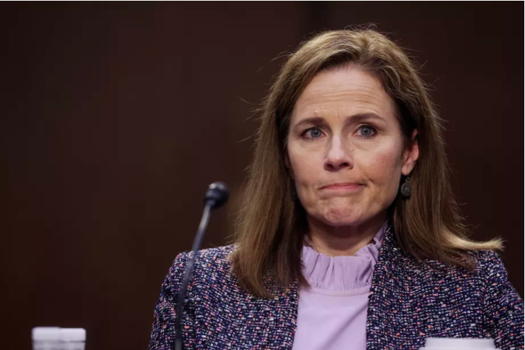 Then-Judge Amy Coney Barrett testifies before the Senate Judiciary Committee during her Supreme Court confirmation hearing on October 14, 2020. Jonathan Ernst/Getty Images