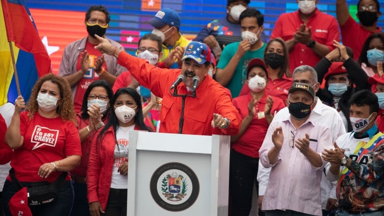 Venezuela's President Nicolas Maduro speaks to supporters during a closing campaign rally in Caracas on Dec. 3. (Ariana Cubillos/The Associated Press)