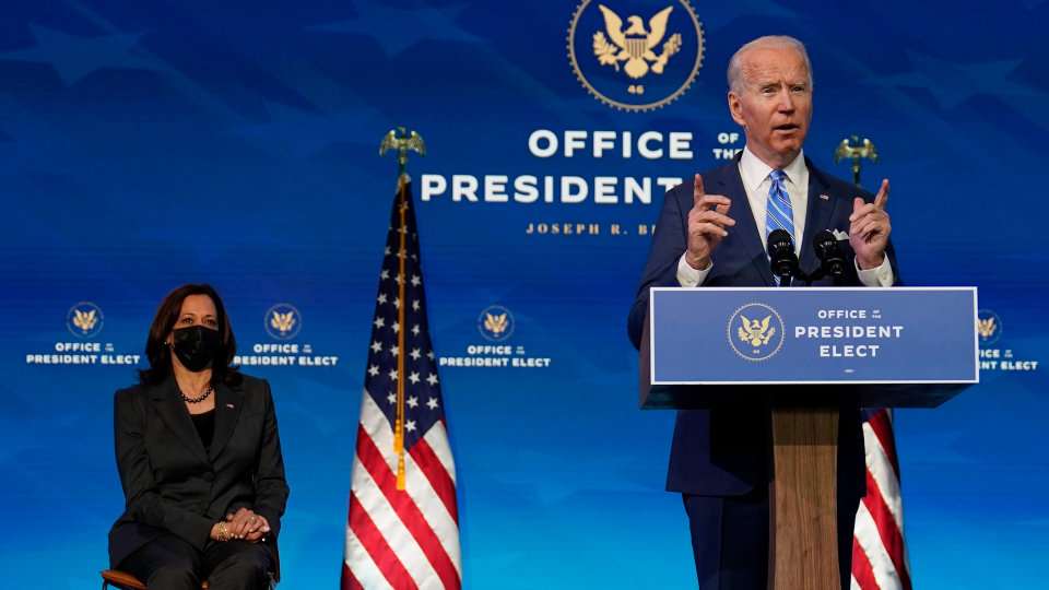 President-elect Joe Biden in a speech Thursday evening unveiled a plan to help Americans weather the economic downturn caused by the coronavirus pandemic. Photo: AP