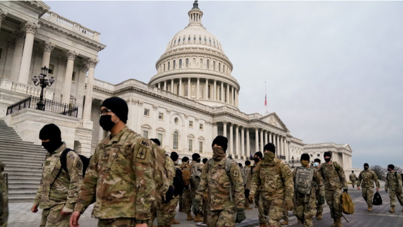 Members of the National Guard at the US Capitol in Washington, DC, on January 11, 2021 ©  REUTERS/Erin Scott