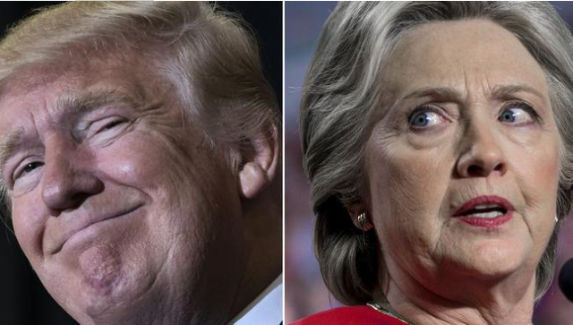 Many of Hillary Clinton’s now prescient observations were made during the 2016 presidential election debates with Donald Trump. Picture: AFP PHOTO / MANDREL NGAN AND Brendan Smialowski.Source:AFP