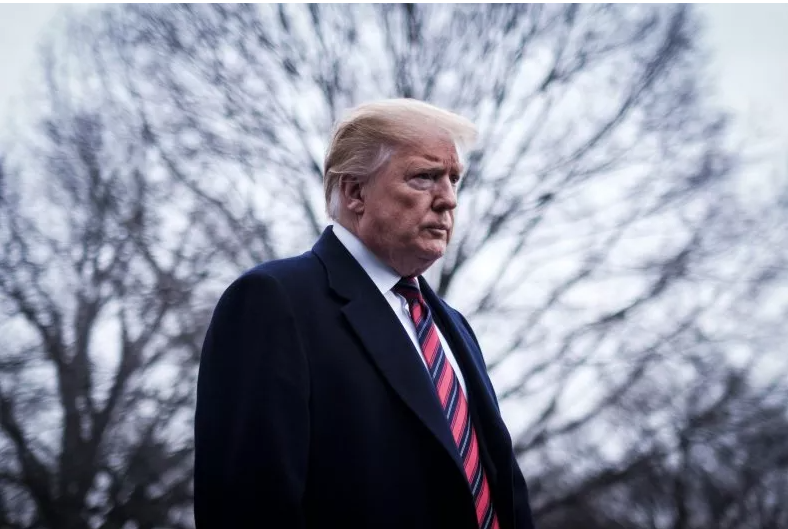 U.S. President Donald Trump stops to speak to reporters as he prepared to board Marine One on the South Lawn of the White House on January 19, 2019 in Washington, DC. PETE MAROVICH/GETTY