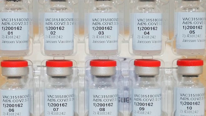 This Dec. 2, 2020, photo provided by Johnson & Johnson shows vials of the Janssen COVID-19 vaccine in the United States.  Johnson & Johnson via AP