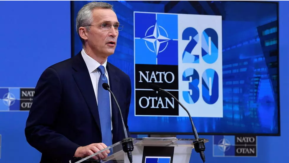 NATO Secretary General Jens Stoltenberg addresses a news conference at NATO headquarters in Brussels, Belgium February 17, 2021. REUTERS - POOL