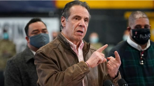 New York Governor Andrew Cuomo speaks during a news conference at a vaccination site in the Brooklyn borough of New York on February 22, 2021. Picture: Seth Wenig/AFPSource:AFP