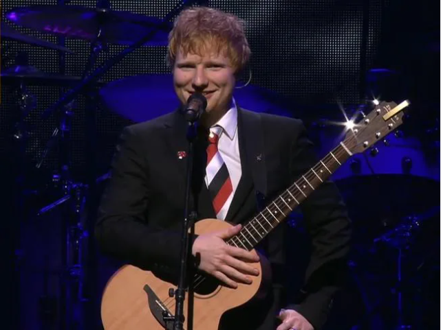 Ed Sheeran performed ‘Castle On The Hill’, ‘A-Team’ and an original song he wrote in lockdown at Michael Gudinski's State Memorial Service.Source:News Limited Network