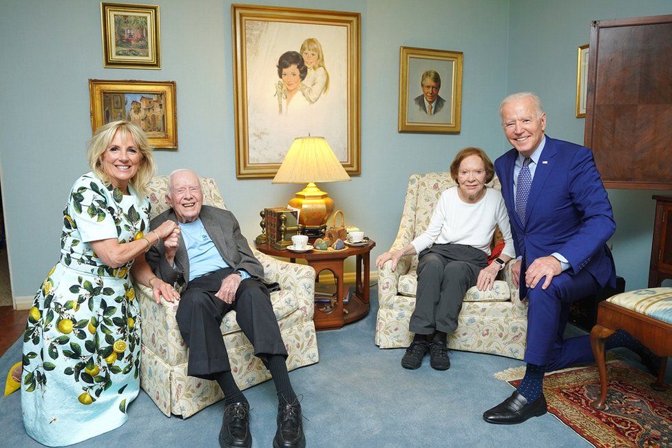 THE CARTER CENTER / Presidents past and present: the Bidens visit the Carters at their home in Georgia
