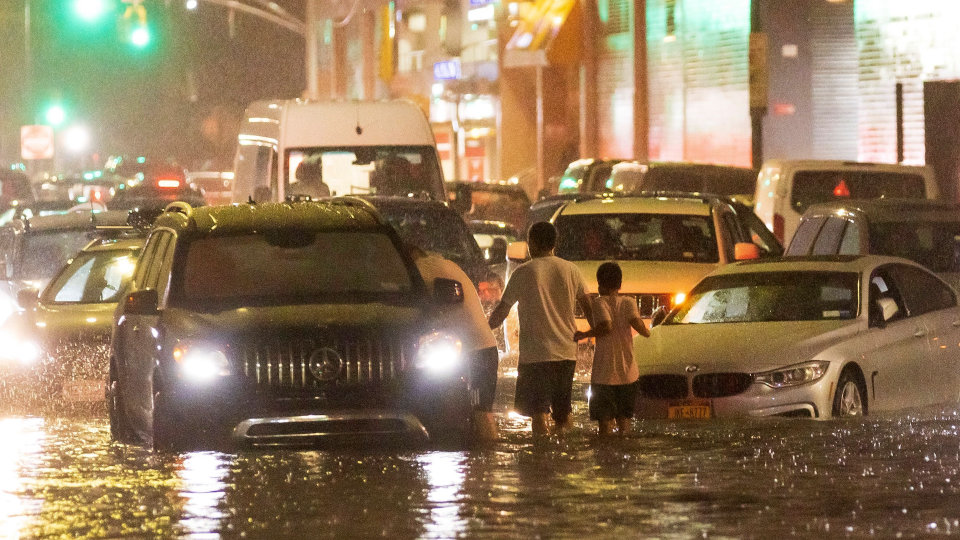 First responders rescued residents in hard-hit Mamaroneck, N.Y. MIKE SEGAR/REUTERS