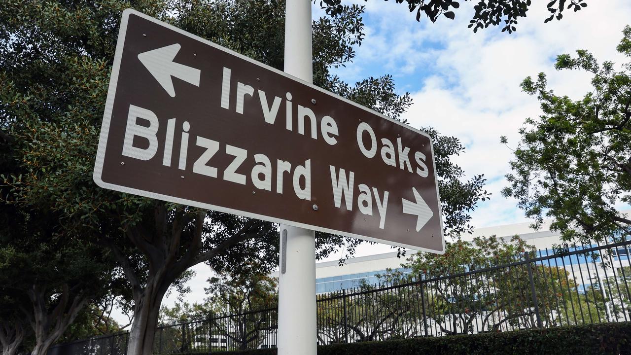A 'Blizzard Way' sign is posted outside the Blizzard Entertainment campus on January 18, 2022 in Irvine, California. Picture: AFP