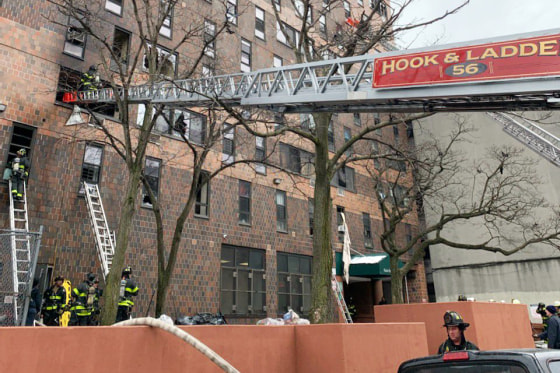Firefighters respond to a fire in the Bronx, N.Y., on Sunday.New York Fire Department