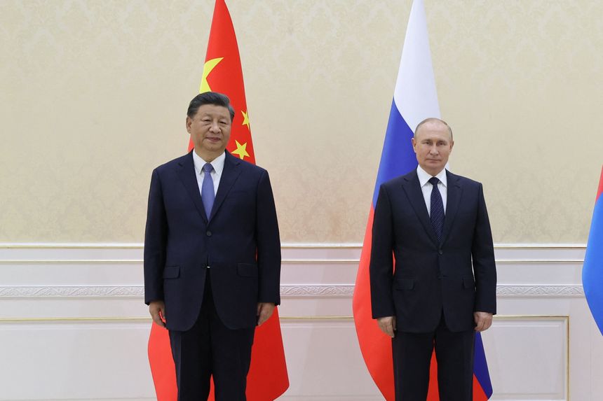 Xi Jinping and Vladimir Putin met in Uzbekistan as the Russian leader seeks to shore up ties with China. PHOTO: ALEXANDR DEMYANCHUK/AGENCE FRANCE-PRESSE/GETTY IMAGES