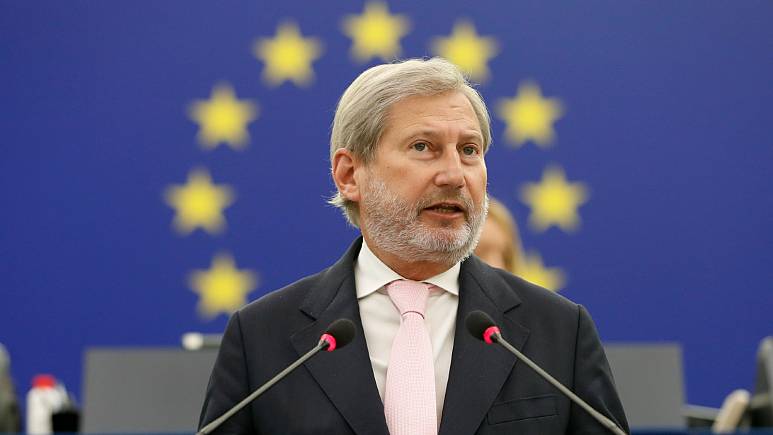 European Commissioner for Budget and Administration Johannes Hahn at the European Parliament, Feb. 16, 2022 in Strasbourg.   -   Copyright  AP Photo/Jean-Francois Badias